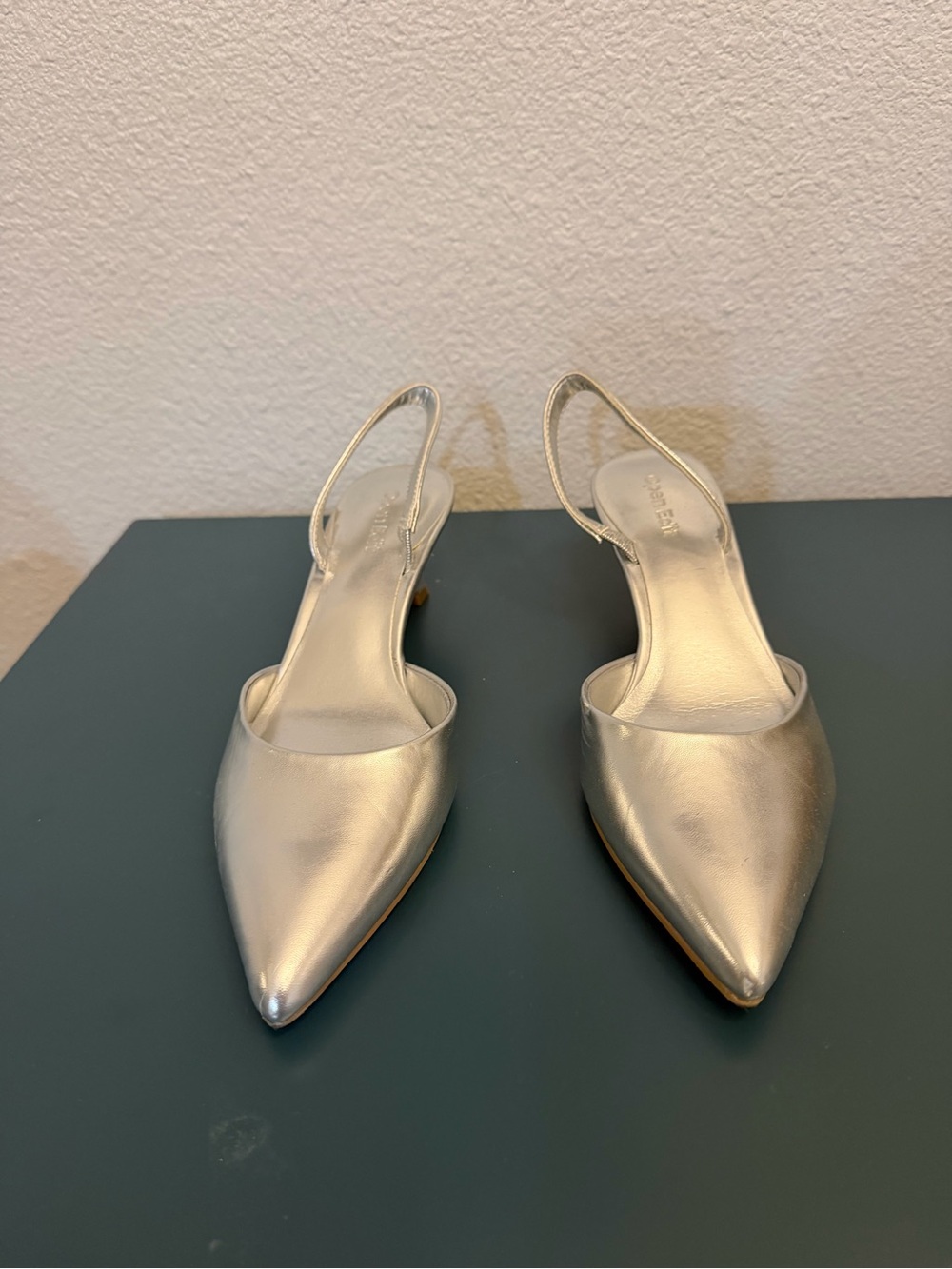 Women’s Open Edit Silver Pointed Slingback Heels